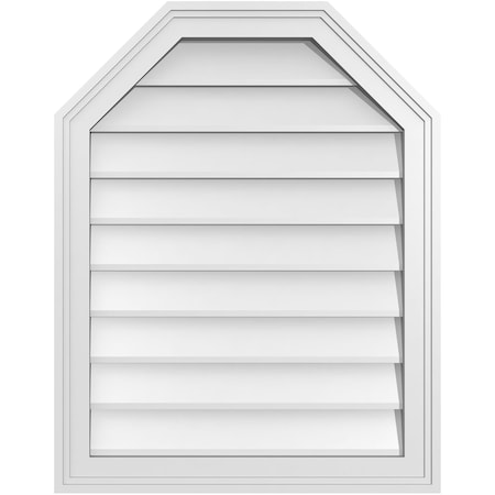 Ekena Millwork Octagonal Top Surface Mount PVC Gable Vent w/ 2"W x 1-1/2"P Brickmould Frame, 22"W x 28"H GVPOT22X2802SN